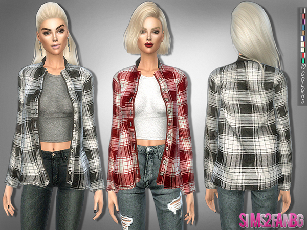 Sims 4 Button Up Shirt with top by sims2fanbg at TSR