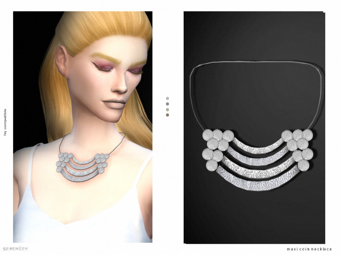 Sims 4 FLOW DRESS + MAXI COIN NECKLACE at SERENITY