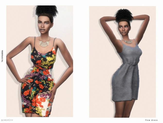 Sims 4 FLOW DRESS + MAXI COIN NECKLACE at SERENITY