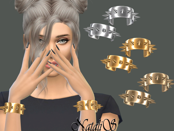 Sims 4 Metal spikes cuffs by NataliS at TSR