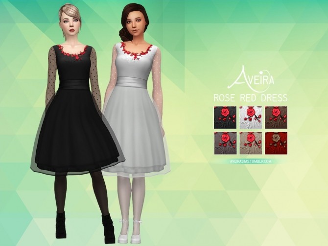 Sims 4 Rose Red Dress at Aveira Sims 4