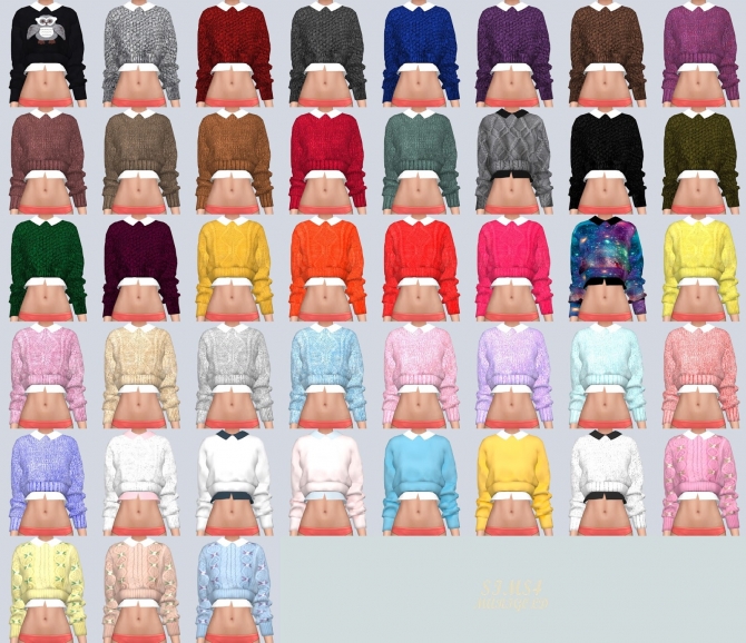 Crop Knit Sweater With Shirts at Marigold » Sims 4 Updates
