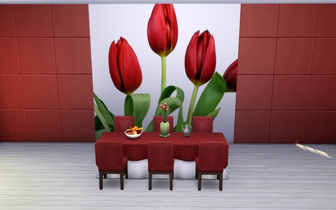 Sims 4 Mural Tulips by ihelen at ihelensims