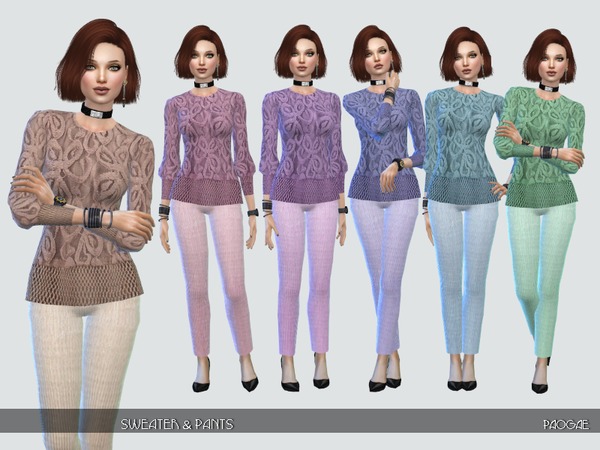 Sims 4 Sweater & Pants by Paogae at TSR