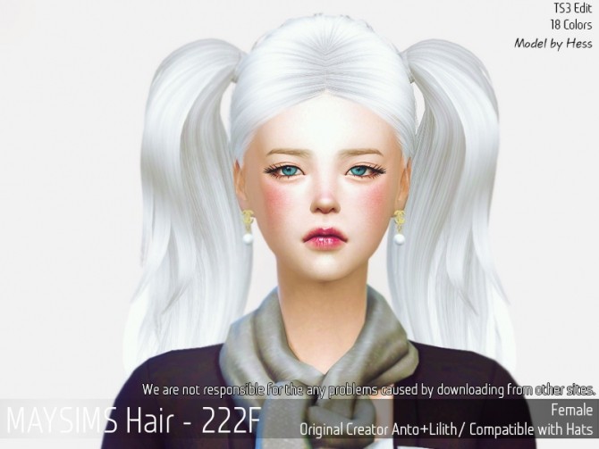 Sims 4 Hair 222F (Anto + Lilith) at May Sims