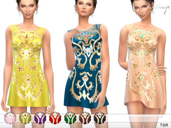 Sims 4 Silk Tulle Mini Dress by ekinege at TSR