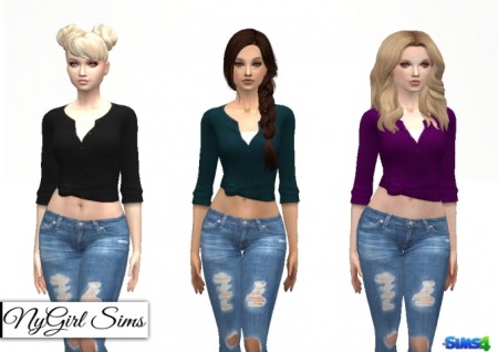 Knotted Button Down Sweater at NyGirl Sims » Sims 4 Updates
