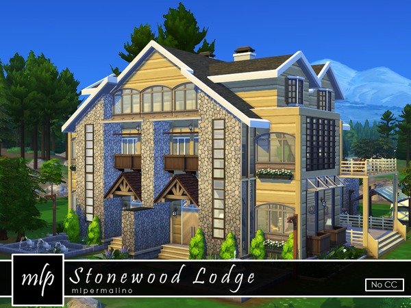 Sims 4 Stonewood Lodge by mlpermalino at TSR