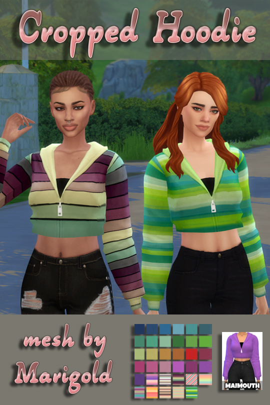 Sims 4 Cropped Hoodie Recolors at Maimouth Sims4
