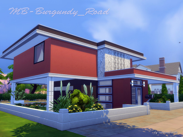 Sims 4 MB Burgundy Road house by matomibotaki at TSR