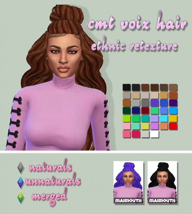 Sims 4 Voix Hair Ethnic Retexture at Maimouth Sims4