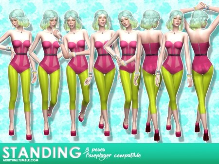 Standing pose pack #8 by Akuiyumi at SimsWorkshop