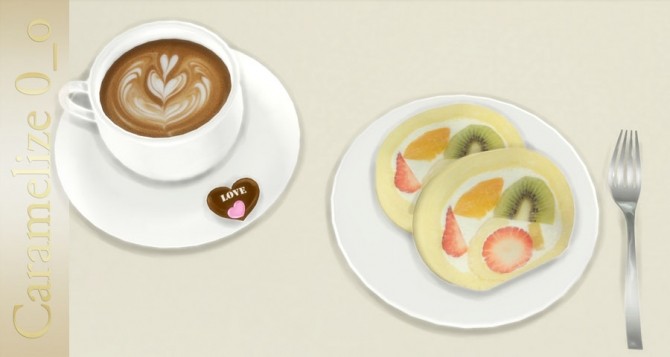 Sims 4 Cafe Latte and Swiss Rolls clutter at Caramelize