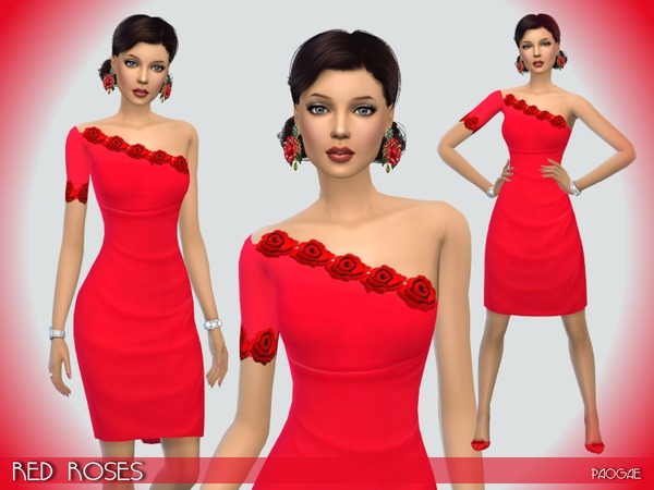 Sims 4 RedRoses dress by Paogae at TSR