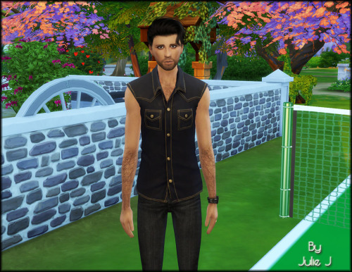 Sims 4 Male Cool Kitchen Denim Sleeveless Shirt at Julietoon – Julie J