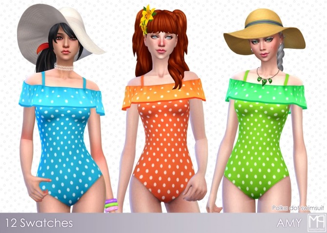 Sims 4 Amy polka dot swimsuit at manuea Pinny