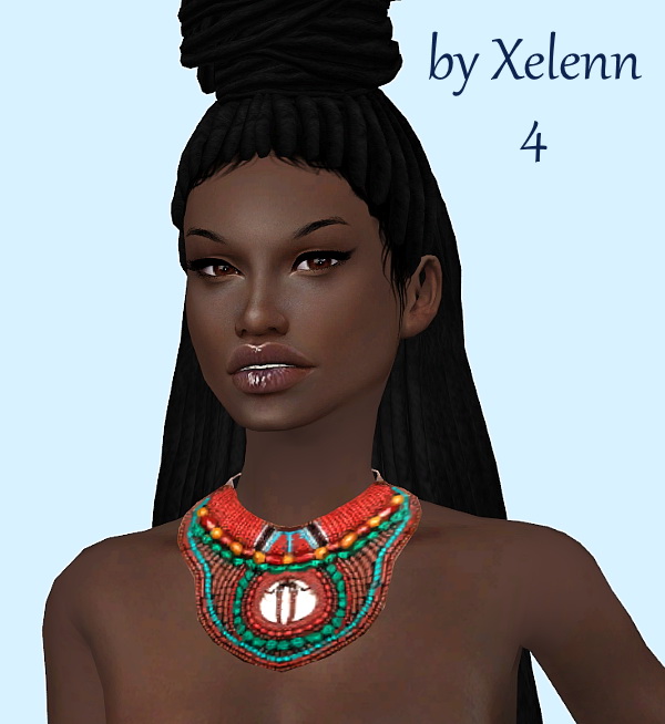 Sims 4 Coral & Turquoise Ethnic Statement necklaces at Xelenn