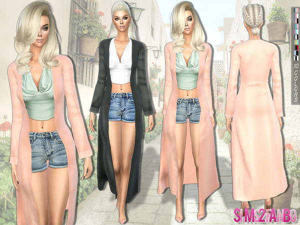 Sims 4 224 Trench coat outfit by sims2fanbg at TSR