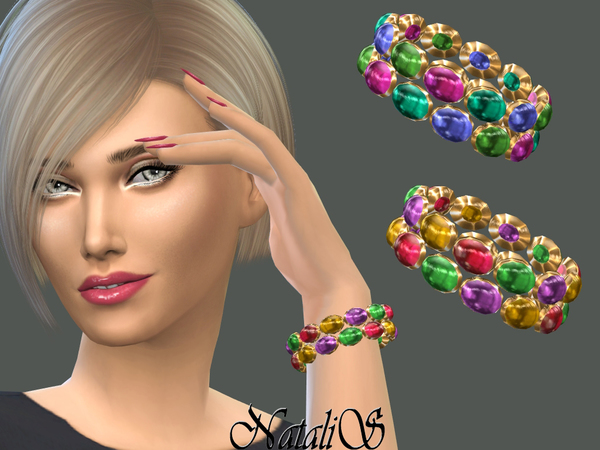 Sims 4 Multicolor gems bracelet by NataliS at TSR