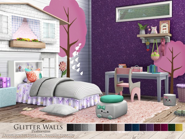 Sims 4 Glitter Walls by Pralinesims at TSR
