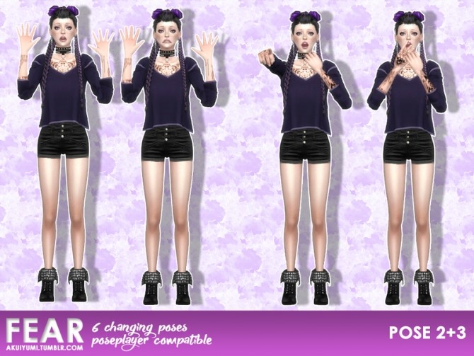 Sims 4 FEAR pose pack #7 by Akuiyumi at SimsWorkshop