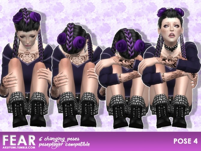 Sims 4 FEAR pose pack #7 by Akuiyumi at SimsWorkshop
