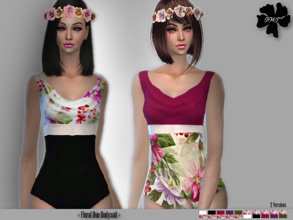 Sims 4 IMF Floral Duo Bodysuit by IzzieMcFire at TSR