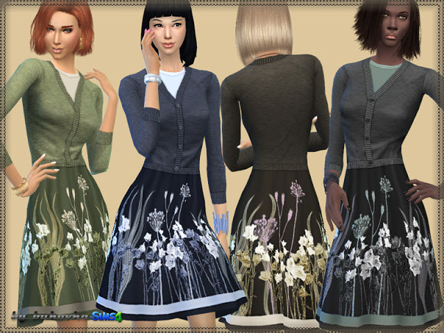 Sims 4 Meadow Grass dress at Bukovka