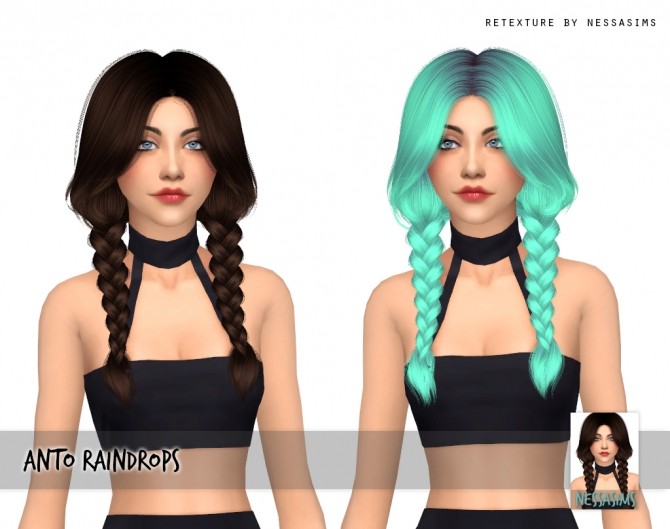 Sims 4 Anto Raindrops Hair Retexture at Nessa Sims