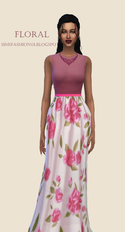 Sims 4 Floral Dress at Sims Fashion01