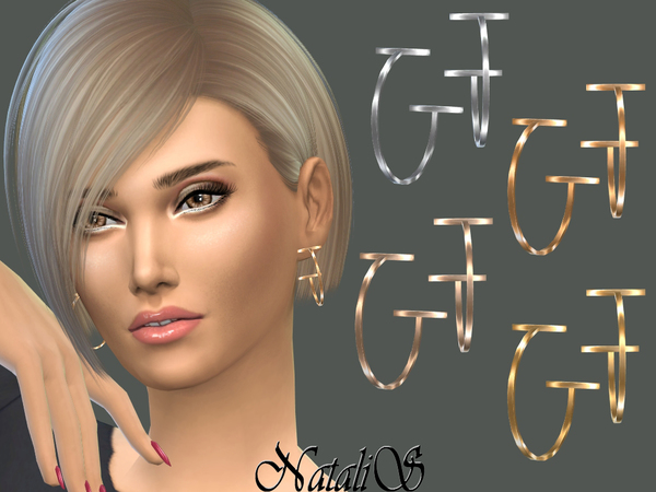 Sims 4 T wire hoop earrings by NataliS at TSR