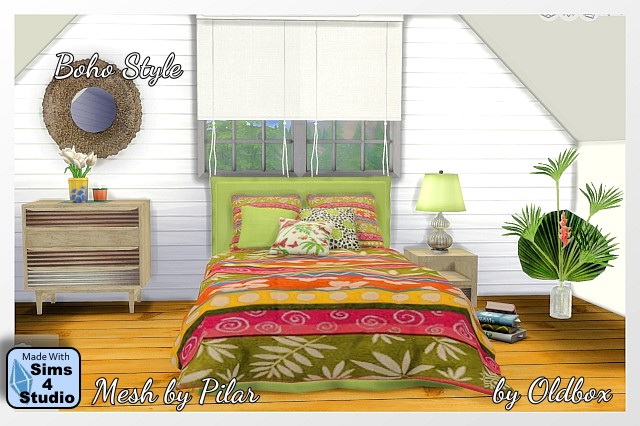 Sims 4 Boho bedroom by Oldbox at All 4 Sims