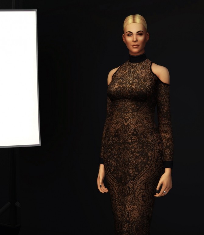 Sims 4 Cut out mid lace dress at Rusty Nail