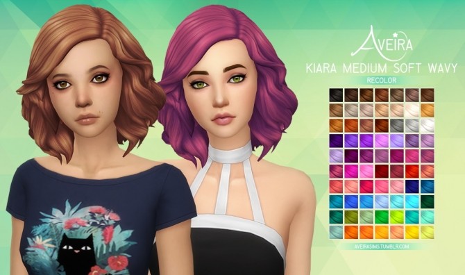 Sims 4 Kiara Medium Soft Wavy Recolor at Aveira Sims 4