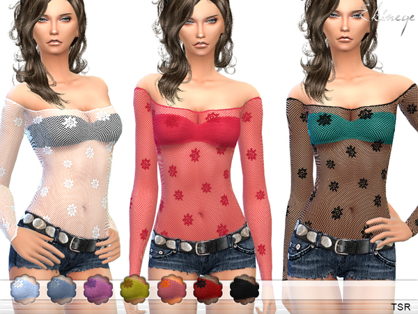 Sims 4 Flower Mesh Top by ekinege at TSR
