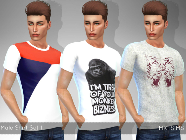 Sims 4 Male Shirt Set 1 by mxfsims at TSR