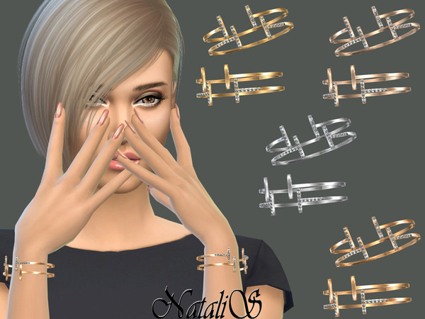 Sims 4 Double T wire bracelets by NataliS at TSR