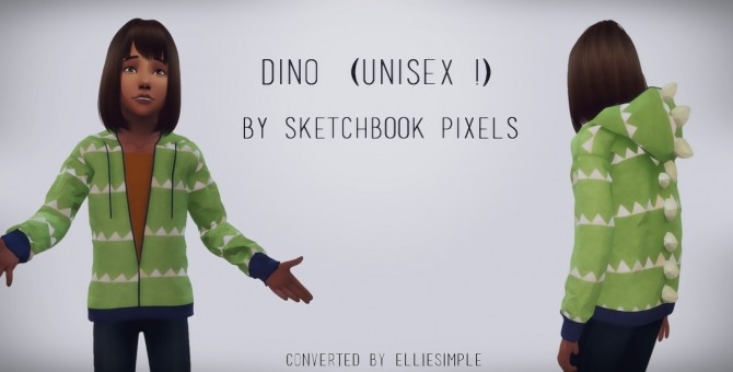 Sims 4 Dino hoodie (Sketchbook Pixels) at Elliesimple