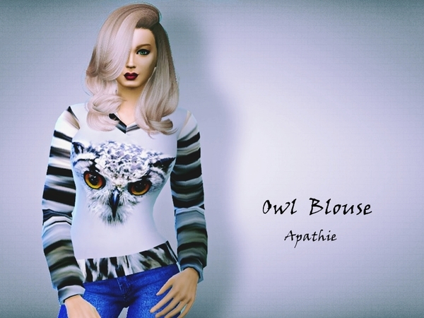 Sims 4 Owl Blouse by Apathie at TSR