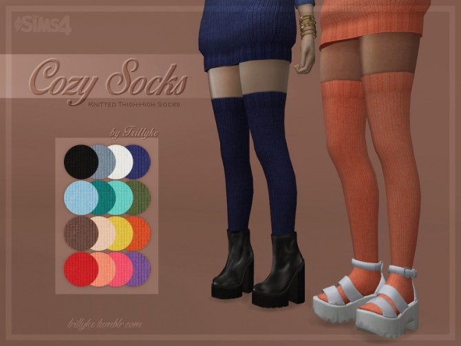 Sims 4 Cozy Sweaters & Thigh High Socks at Trillyke