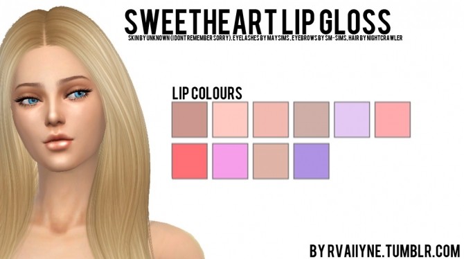 Sims 4 Lips and eyeshadows at Rvaiiyne