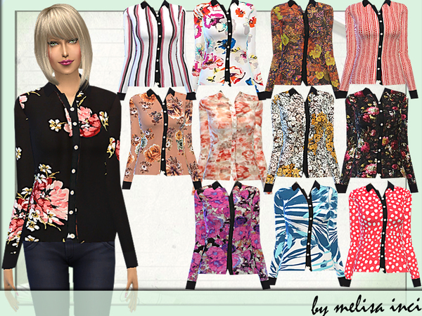 Sims 4 Floral Blouses by melisa inci at TSR