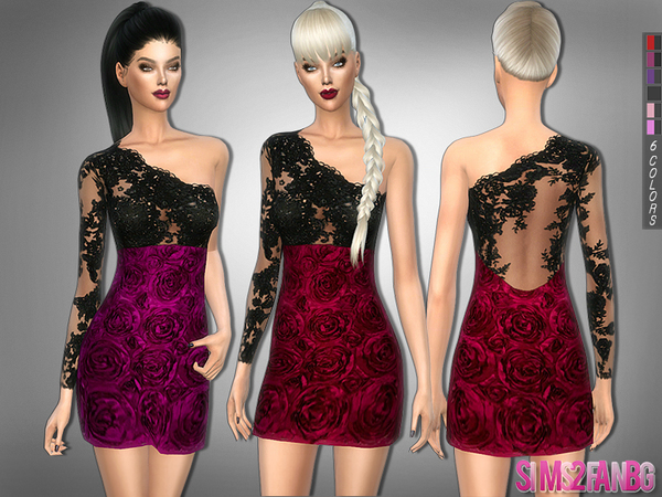Sims 4 228 Rose dress by sims2fanbg at TSR