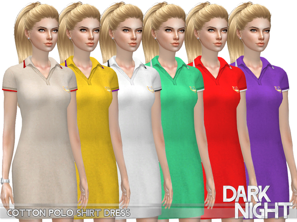 Sims 4 Cotton Polo Shirt Dress by DarkNighTt at TSR