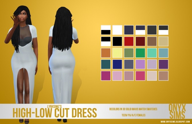 Sims 4 Lynxsimzs High Low Cut Dress Recolors at Onyx Sims