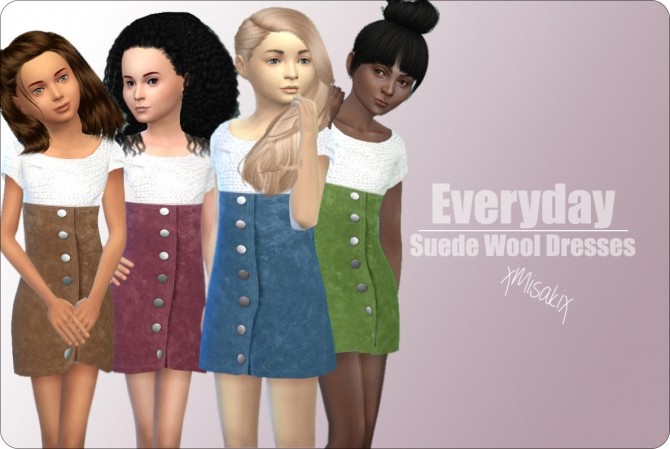 Sims 4 Suede Wool Dresses at xMisakix Sims