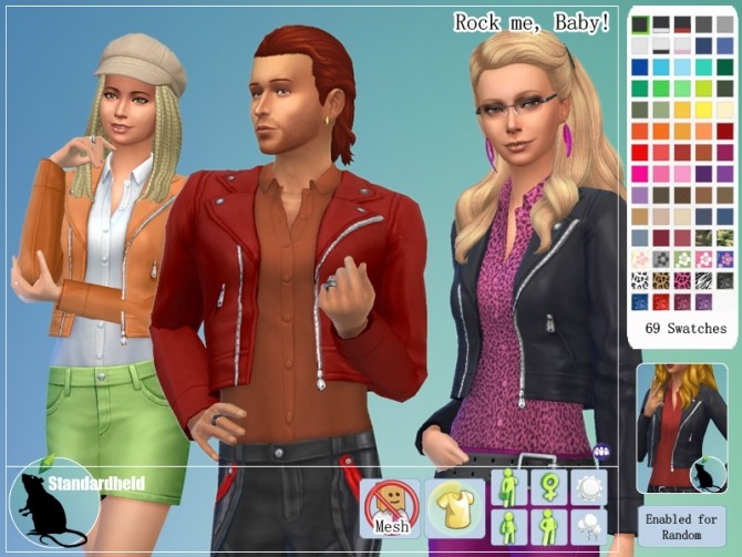 Sims 4 Rock me, Baby moto jacket recolors by Standardheld at SimsWorkshop