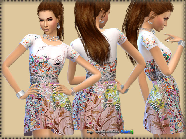 Sims 4 Dress Small Flower at Bukovka