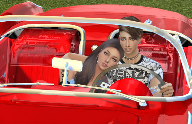 Sims 4 Car Couple Posepack at Chaleara´s Sims 4 Poses
