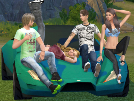 Car Group Pose at Chaleara´s Sims 4 Poses